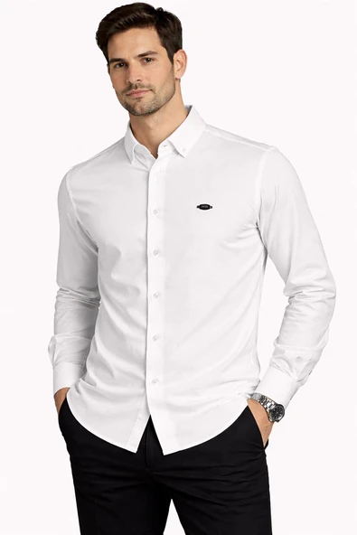 Cafes Uzun Kol Slim Fit Erkek Oxford Gömlek - 7577 ürün görseli 1