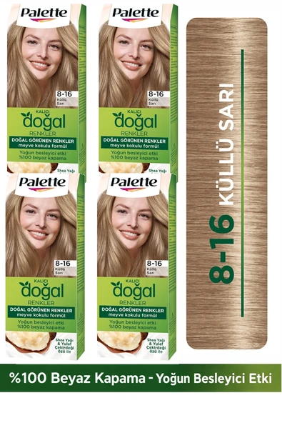 Palette Kalıcı Doğal Renkler 8-16 Küllü Sarı Saç Boyası 4'lü Paket ürün görseli 1