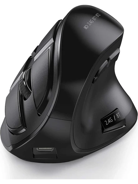 Bluetooth  2.4G Kablosuz Dikey Ergonomik Mouse Şarj Edilebilir Sessiz Tıklama Ofis ve Laptop Uyumlu ürün görseli 1