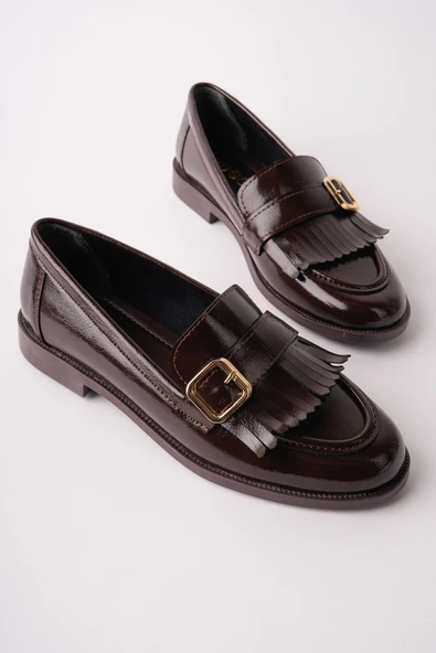 Muggo TASSEL Gold Tokalı Püsküllü Kadın Günlük Loafer Ayakkabı ürün görseli 1