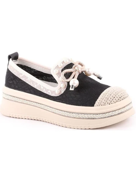 GUJA 25Y320-5 İNCİ DETAY KALIN TABAN TEKSTİL  ESPADRİL ürün görseli 1