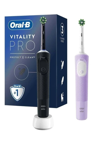 Oral-B Şarjlı/elektrikli Diş Fırçası Vitality Pro 2'li Siyah&lila Avantaj Paketi ürün görseli 1