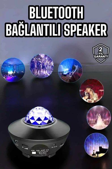 Çocuklara Özel Şarjlı Bluetooth Hoparlör Parti Led Lambası Yıldızlı Projeksiyon P56429S2816 ürün görseli 1