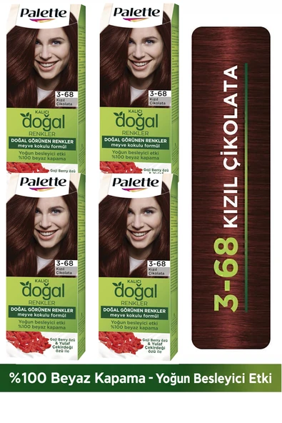 Palette Kalıcı Doğal Renkler 3-68 Kızıl Çikolata Saç Boyası 4'lü Paket ürün görseli 1
