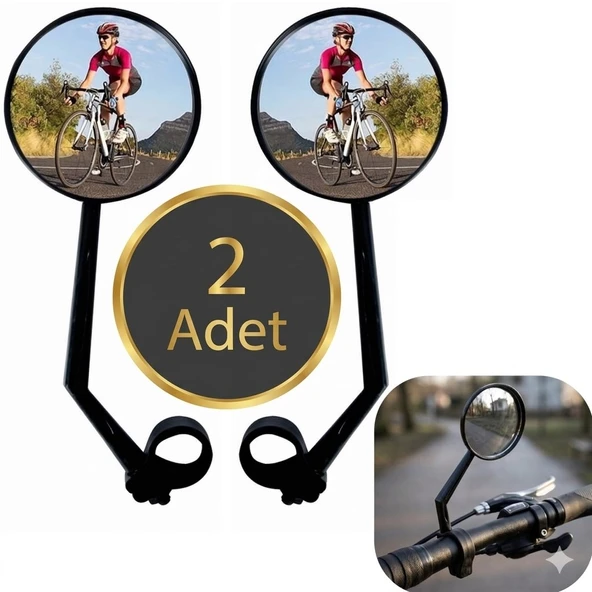 2 ADET Bisiklet Aynası Geniş Açı 20 cm Uzunluk 8 cm Ayna Çapı Ayarlanabilir Güvenli Sürüş Aynası ürün görseli 1