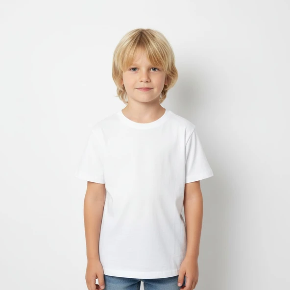 Bisiklet Yaka Basic Çocuk Tişört - Resim 3