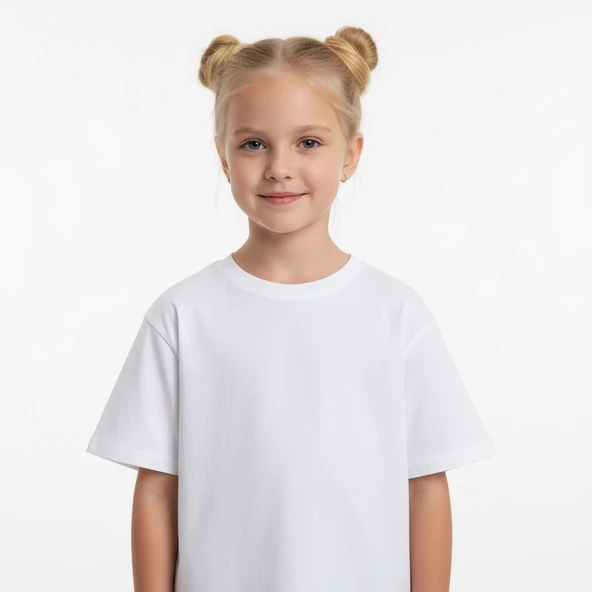Bisiklet Yaka Basic Çocuk Tişört - Resim 4