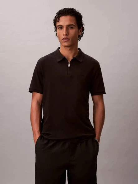Calvin Klein LV04LE255GUB1 Ss Slim Supima Zip Erkek Polo Tişört ürün görseli 1