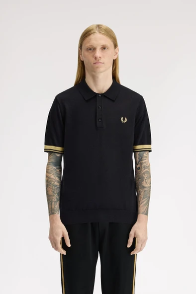 Fred Perry K2323-90A Contrast Cuff Knitted Erkek Polo Tişört ürün görseli 1