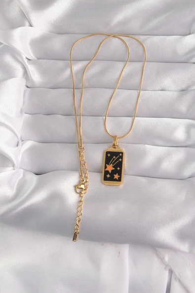 Zarif Kadın için Golden Çelik Koyu Mine Yıldızlı Tarot Kolye ürün görseli 1