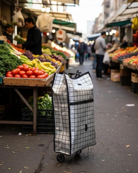 Ağır Yük Taşımaya Uygun Tekerlekli Market Ve Pazar Çantası ürün görseli 1