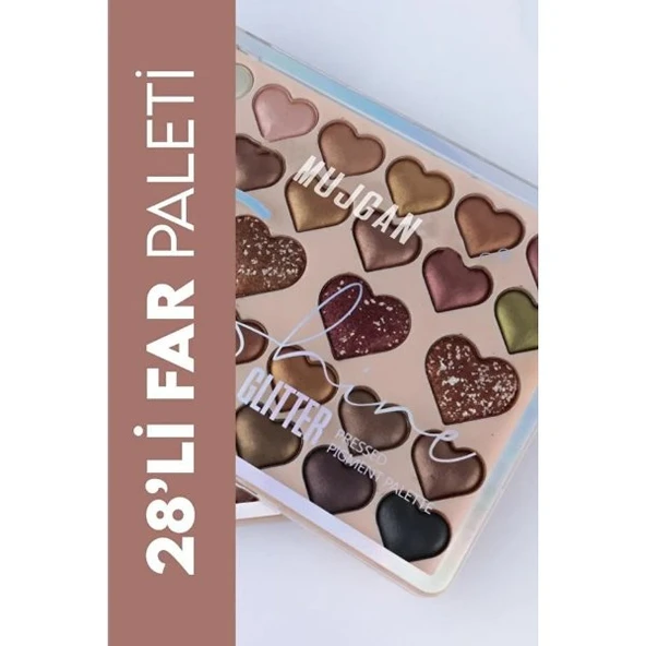 28'li Sedefli Shine Kalp Far Paleti - 2'li Set ürün görseli 1