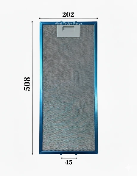 En 202mm Boy 508mm Arka Tırnak Arası 45mm Aspratör Filtresi ürün görseli 1