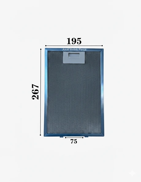 En 195mm Boy 267mm Arka Tırnak Arası 75mm Aspratör Filtresi ürün görseli 1