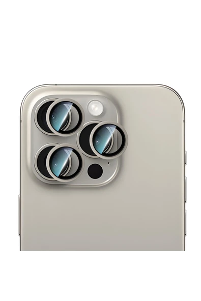 CaseWorld iPhone 15 Pro CaseWorld Alloy Serisi Oleofobik Anti Reflective Kamera Lens Koruyucu Titanyum - Gri ürün görseli 1