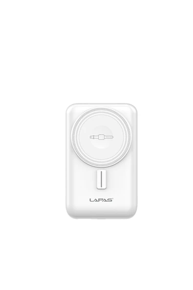 Lapas LP-PW004 Akıllı Saat Kablosuz Şarj Özellikli Wireless Powerbank 10000mAh 15W Beyaz ürün görseli 1