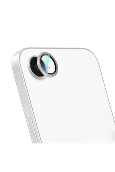 CaseWorld iPhone 16E Uyumlu CaseWorld Alloy Serisi Oleofobik Anti Reflective Kamera Lens Koruyucu Gümüş ürün görseli 1