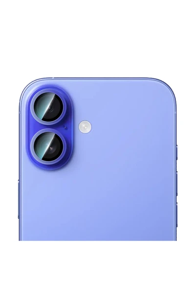 CaseWorld iPhone 16 Plus Uyumlu Alloy Two-Color Serisi Lens Koruyucu Mavi ürün görseli 1