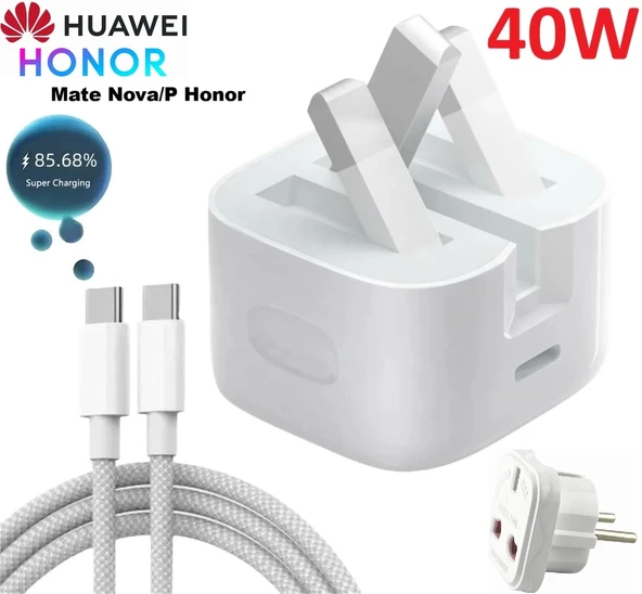 Honor Mate Nova/P Supercharge 40w + Type C 100 cm Kablo 6A Cep Telefonu Ve Tablet Şarj Cihazı ürün görseli 1