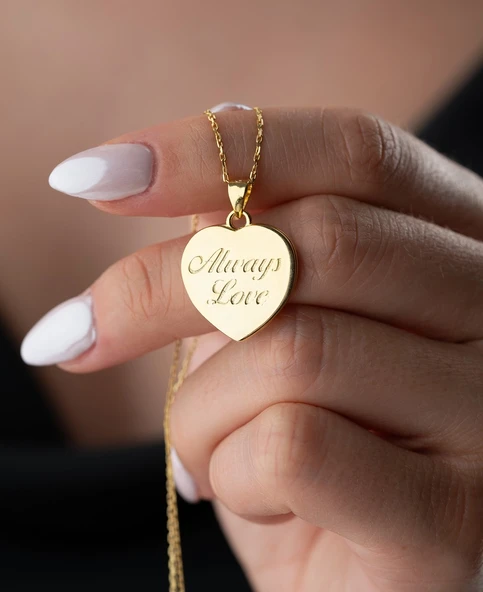 Gümüş Always Love Yazılı Kapaklı Gold Kadın Kolye ürün görseli 1
