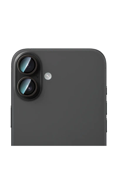 CaseWorld iPhone 16 Karbon Fiber Serisi Anti Reflective Ultra Clear Full Kamera Lens Koruyucu Siyah ürün görseli 1