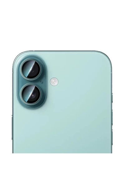 CaseWorld iPhone 16 Uyumlu Alloy Serisi Oleofobik Anti Reflective Kamera Lens Koruyucu Yeşil ürün görseli 1