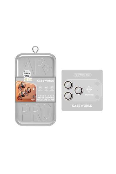 CaseWorld iPhone 17 Pro Max Alloy Sapphire One-Piece Anti Reflectiv Safir Kamera Lens Koruyucu Gümüş ürün görseli 1