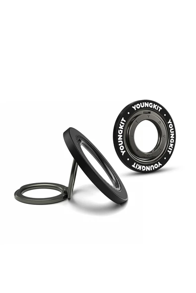 Youngkit Parmak Ring Stand Magnetik 360 Derece Dönebilen Double Ring Serisi Siyah ürün görseli 1