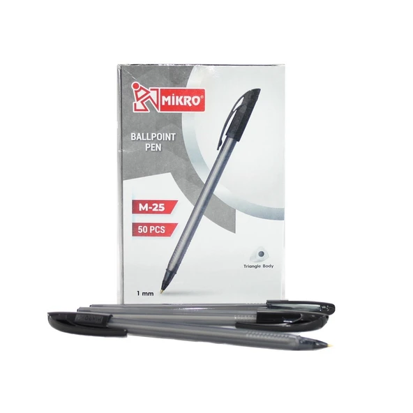 Mikro M-25 Tükenmez Kalem 1 Mm Siyah 25Ts (50 Li Kutu) ürün görseli 1