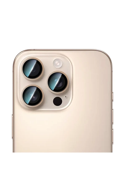 CaseWorld iPhone 16 Pro Uyumlu Sapphire Serisi Anti Reflective Lens Koruyucu Gold ürün görseli 1
