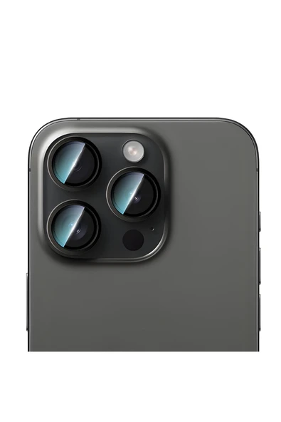 CaseWorld iPhone 16 Pro Max Uyumlu Sapphire Serisi Anti Reflective Lens Koruyucu Siyah ürün görseli 1