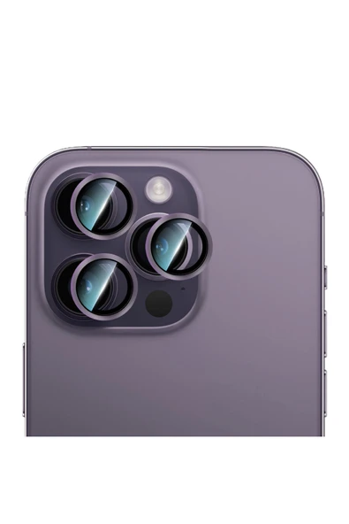 CaseWorld iPhone 14 Pro Max CaseWorld Alloy Serisi Oleofobik Anti Reflective Kamera Lens Koruyucu Mor ürün görseli 1
