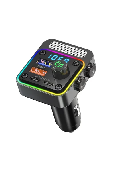 Lapas FMT-01 36W Hızlı Şarj Destekli Dijital Göstergeli Bluetooth FM Transmitter Siyah ürün görseli 1