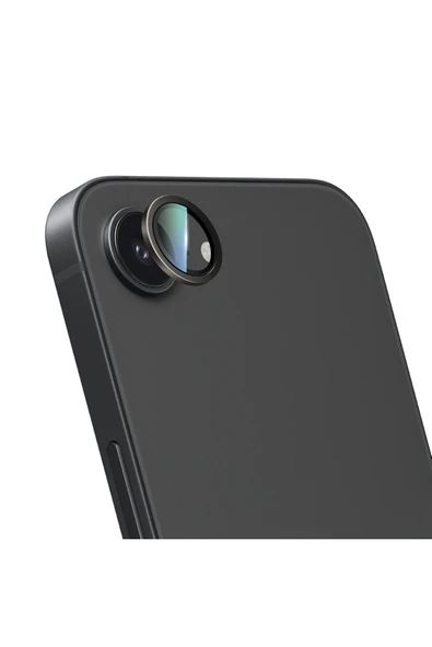 CaseWorld iPhone 16E Uyumlu CaseWorld Alloy Serisi Oleofobik Anti Reflective Kamera Lens Koruyucu Siyah ürün görseli 1