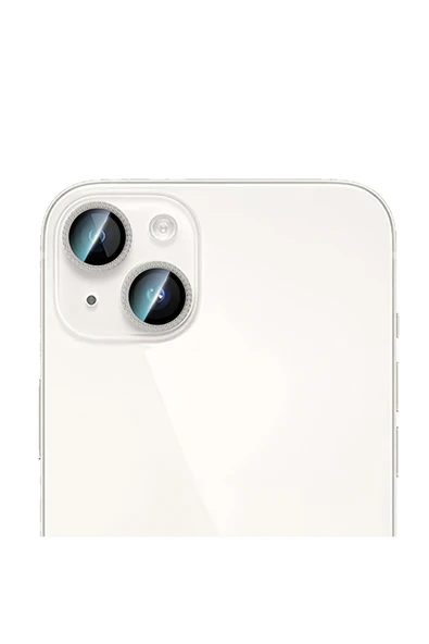 CaseWorld iPhone 15 Uyumlu Alloy Sparkling Diamond Serisi Taşlı Lens Koruyucu Gümüş ürün görseli 1
