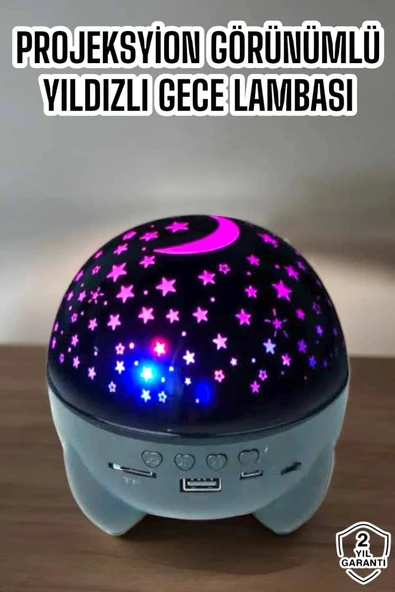 Yıldız Yansıtmalı Projeksiyon Gece Lambası Şarjlı Taşınabilir ürün görseli 1