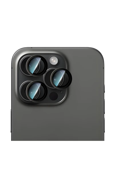 CaseWorld iPhone 15 Pro Max CaseWorld Alloy Serisi Oleofobik Anti Reflective Kamera Lens Koruyucu Siyah ürün görseli 1