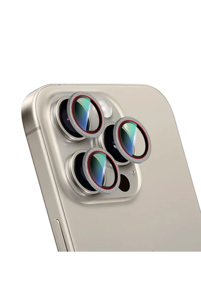 CaseWorld iPhone 16 Pro CaseWorld Karbon Fiber Serisi Anti Reflective Kamera Lens Koruyucu Titanyum-Kırmızı ürün görseli 1
