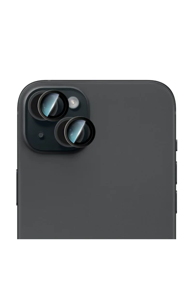 CaseWorld iPhone 15 CaseWorld Alloy Serisi Oleofobik Anti Reflective Kamera Lens Koruyucu Siyah ürün görseli 1