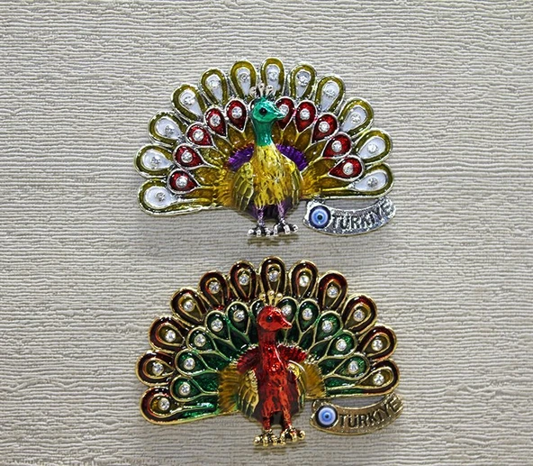 Swarovski Taşlı Tavuskuşu Magnet ürün görseli 1