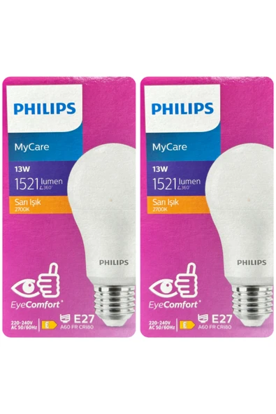 Philips (2 Adet) Philips 13W Sarı Işık E27 Duylu (Kalın Duy) Led Ampul ürün görseli 1