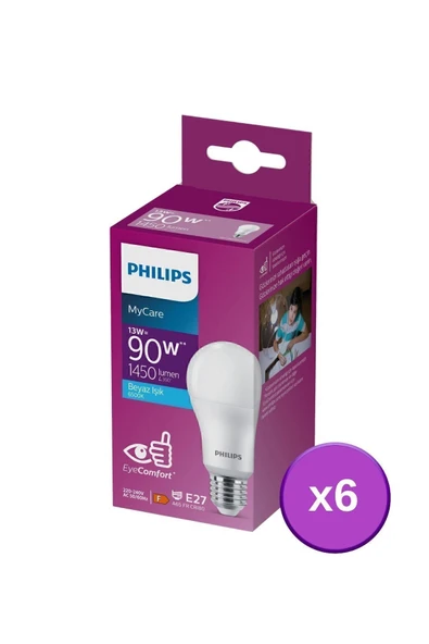 Philips Led 13w Ampul 6500k Beyaz Işık 6lı ürün görseli 1