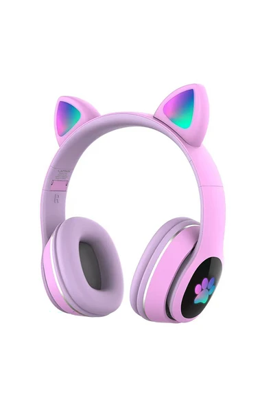 Lapas P40 Kedi Kulaklı Tasarımlı RGB Işıklı Bluetooth Kulaklık v5.0 Lila ürün görseli 1