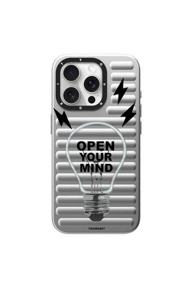 Youngkit iPhone 15 Pro Max Uyumlu Kılıf Magsafe Şarj Özellikli Youngkit Open Mind Serisi Kapak Gümüş ürün görseli 1
