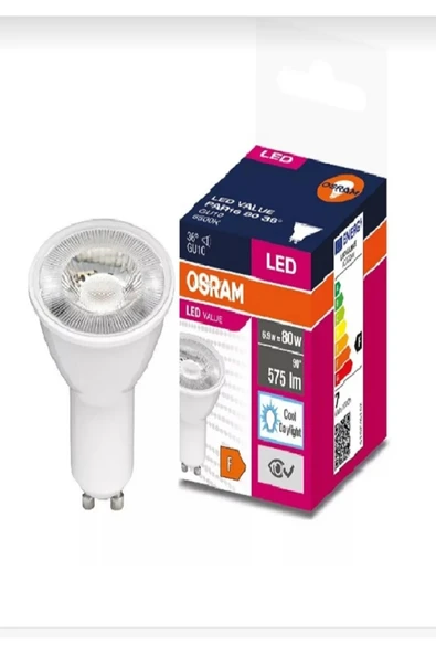 Osram 6.9w = 80w Eşdeğer Gu10 Duylu 6500kelvin Beyaz Işık 575 Lümen F Enerji Led Spot Ampul ürün görseli 1