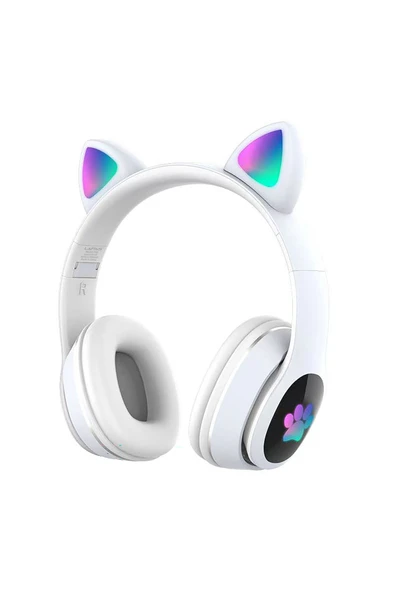 Lapas P40 Kedi Kulaklı Tasarımlı RGB Işıklı Bluetooth Kulaklık v5.0 Beyaz ürün görseli 1