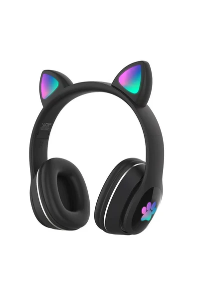Lapas P40 Kedi Kulaklı Tasarımlı RGB Işıklı Bluetooth Kulaklık v5.0 Siyah ürün görseli 1
