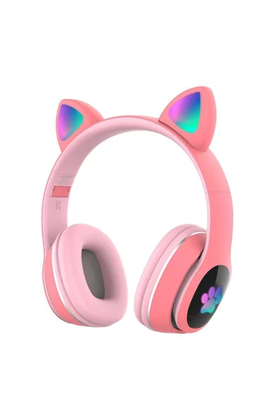 Lapas P40 Kedi Kulaklı Tasarımlı RGB Işıklı Bluetooth Kulaklık v5.0 Pembe ürün görseli 1