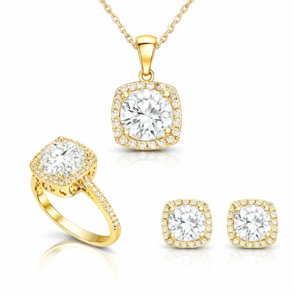 Gümüş Gold Kare Montür Kadın Set ürün görseli 1