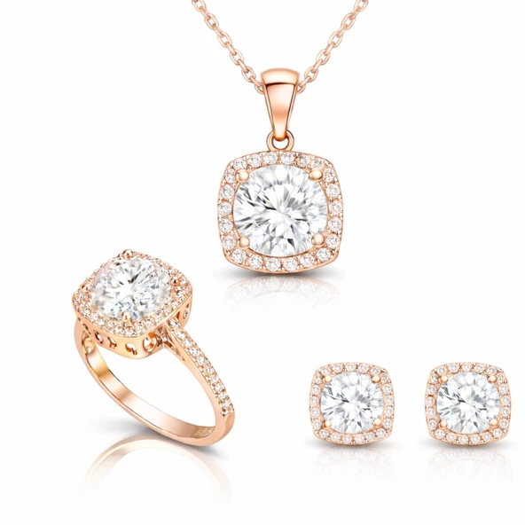 Gümüş Rose Kare Montür Kadın Set - Resim 5